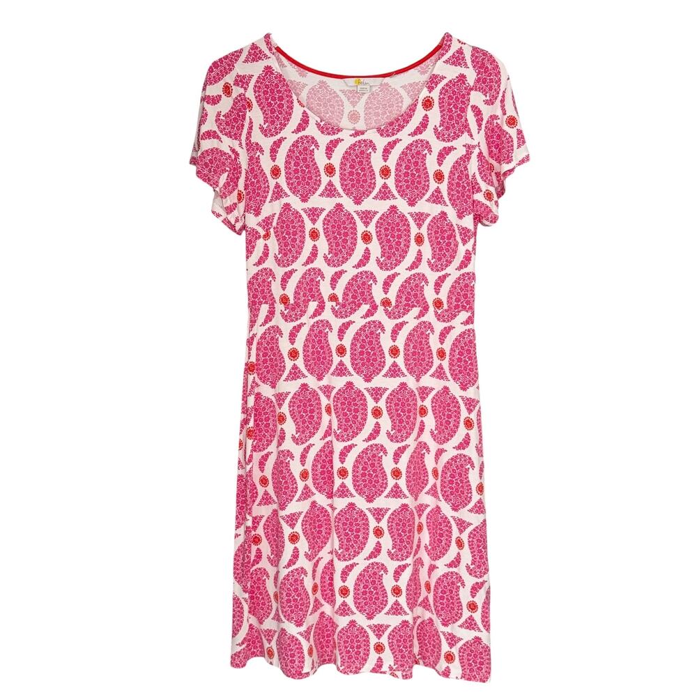 Boden Jersey Cotton Pink Paisley Knit Dress US 6 (Read)